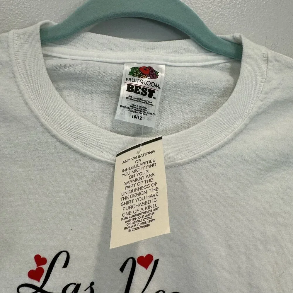 NWT Las Vegas Graphic T-Shirt Heart Fruit of the Loom Travel Kids Unisex 10-12